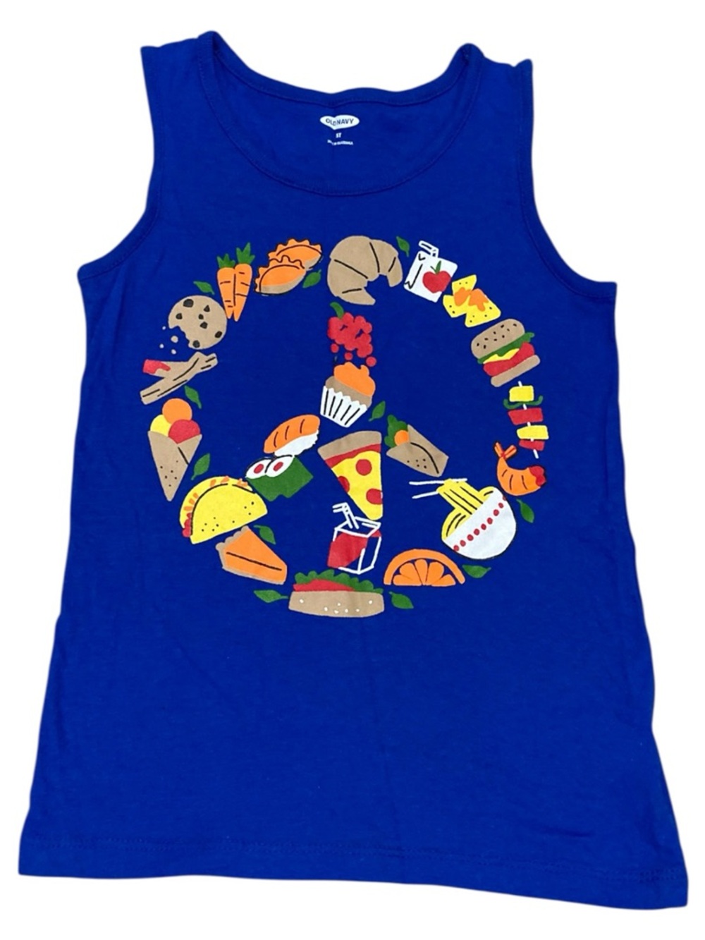 NEW Old Navy Blue Foodies Peace Symbol Tank Top - Size 5T
